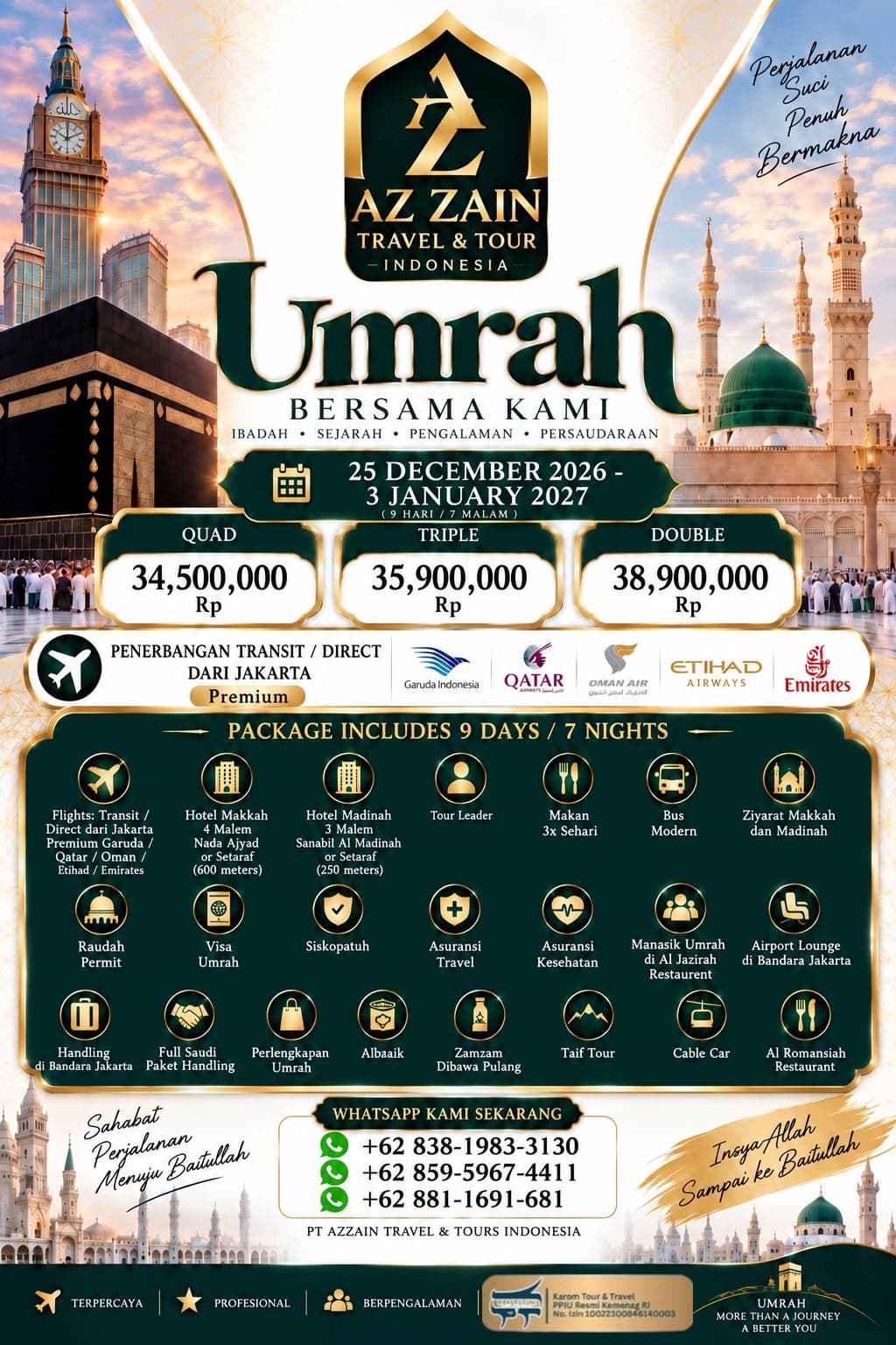 Brosur resmi Umrah Akhir Tahun 2026